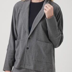 Pact Airplane Relaxed Gray Organic Cotton Knit Blazer Jacket Women's Large
